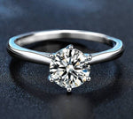 925 Sterling Silver Moissanite Six-Prong Ring