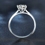 925 Sterling Silver Moissanite Six-Prong Ring