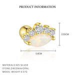 S925 Sterling Silver Zircon Round-Stud Earrings(Single unit)