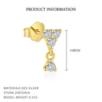 S925 Sterling Silver Stud Earrings with Colorful Zirconia(Single unit)