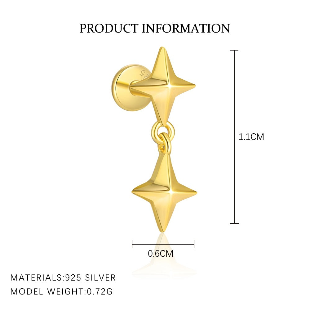 S925 Sterling Silver Flat-Back Zircon Stud Earrings(Single unit)