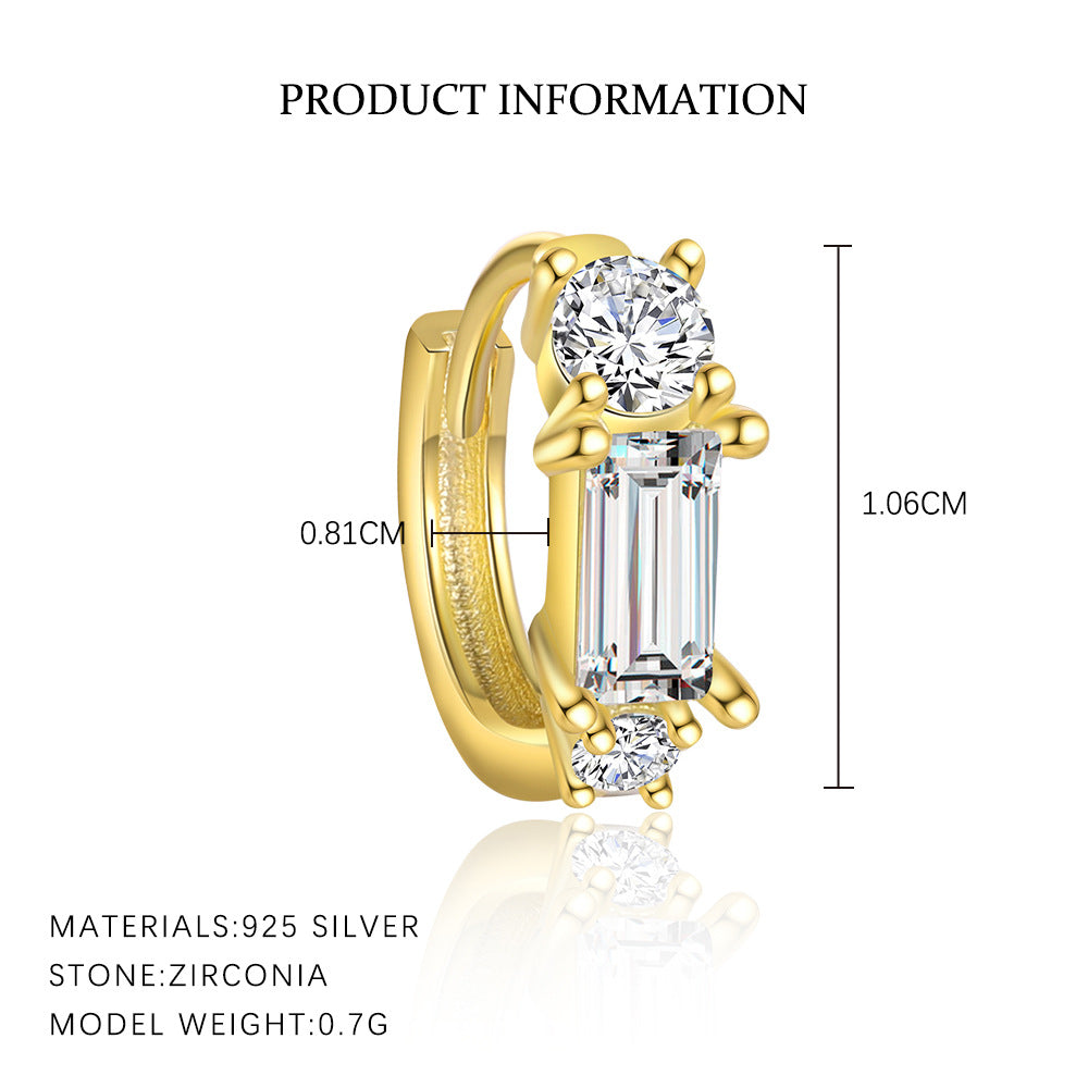 S925 Sterling Silver Earrings with High-Sparkle Zirconia(Single unit)