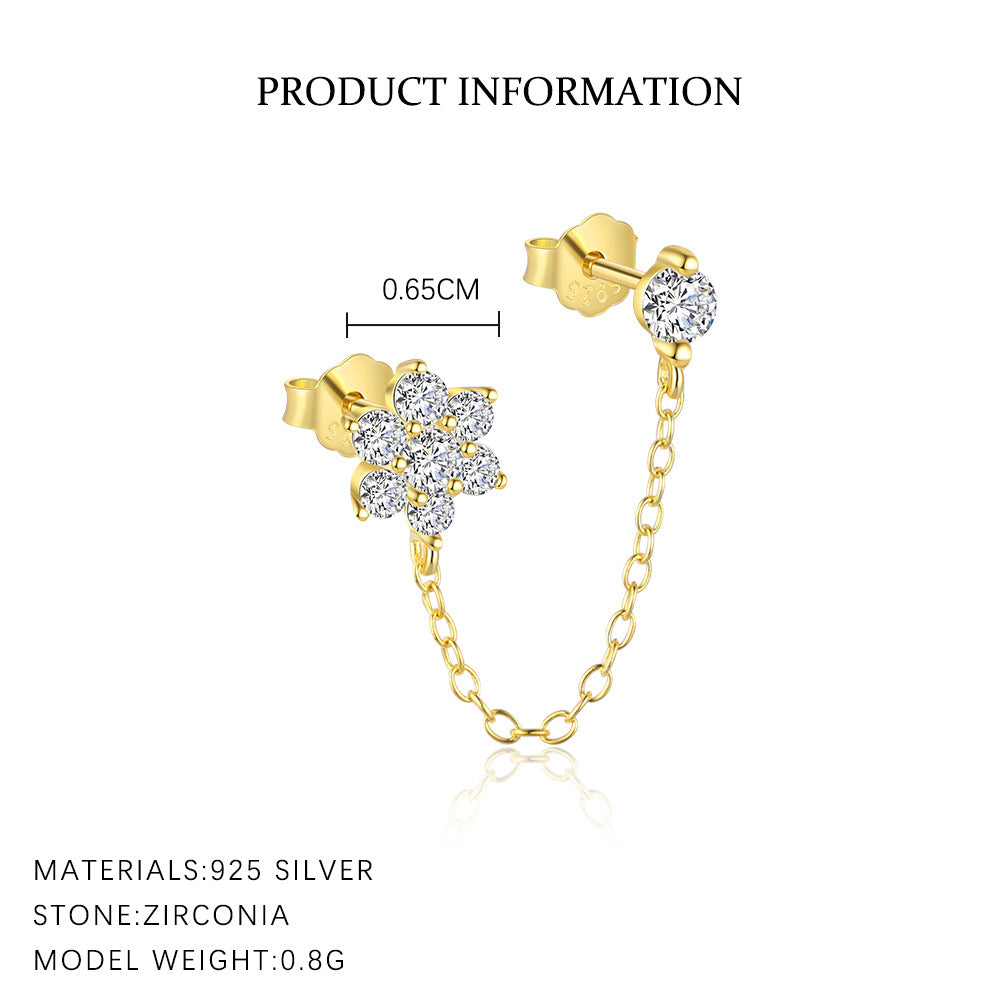 S925 sterling silver stud earrings with cubic zirconia