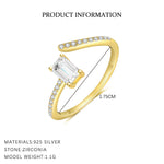 S925 Sterling Silver Open Ring with Zirconia