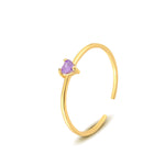 S925 Sterling Silver Heart-Shaped Colorful Zircon Ring