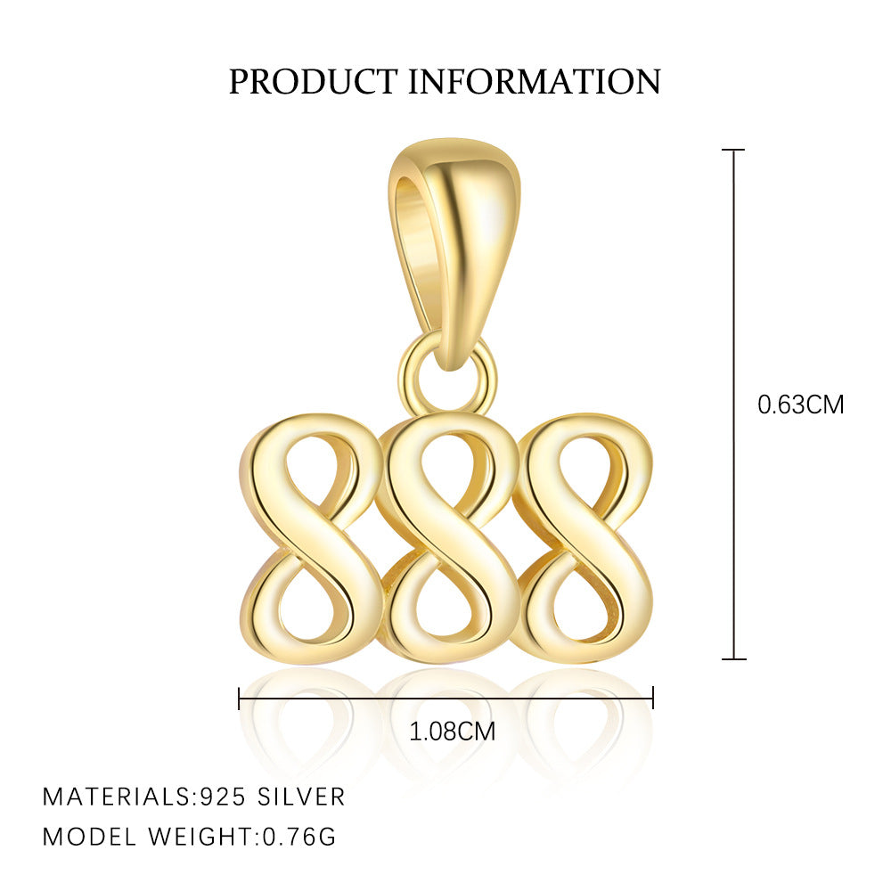 S925 Sterling Silver Number Pendant