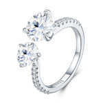 S925 Sterling Silver Square Moissanite Open Ring
