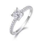 S925 Sterling Silver Moissanite Ring with Elaborate Setting