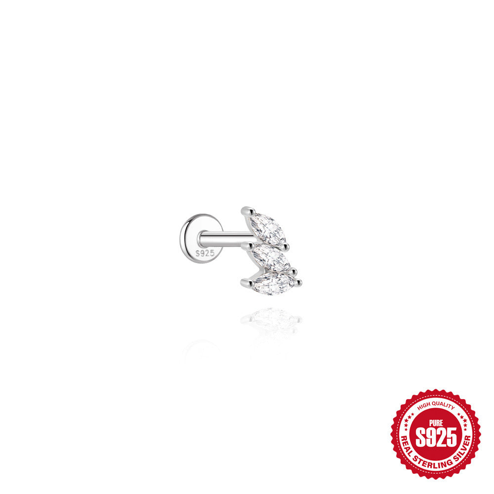 S925 Sterling Silver Square Star & Moon Moissanite Stud Earrings(Single unit)