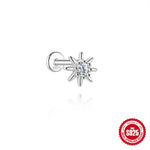 S925 Sterling Silver Bow Moissanite Flat-Back Threaded Cartilage Stud(Single unit)