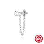 S925 Sterling Silver Bow Moissanite Flat-Back Threaded Cartilage Stud(Single unit)