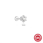 S925 Sterling Silver Six-Prong Moissanite Cartilage Stud Earring(Single unit)