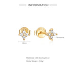 S925 Sterling Silver Floral Moissanite Stud Earrings