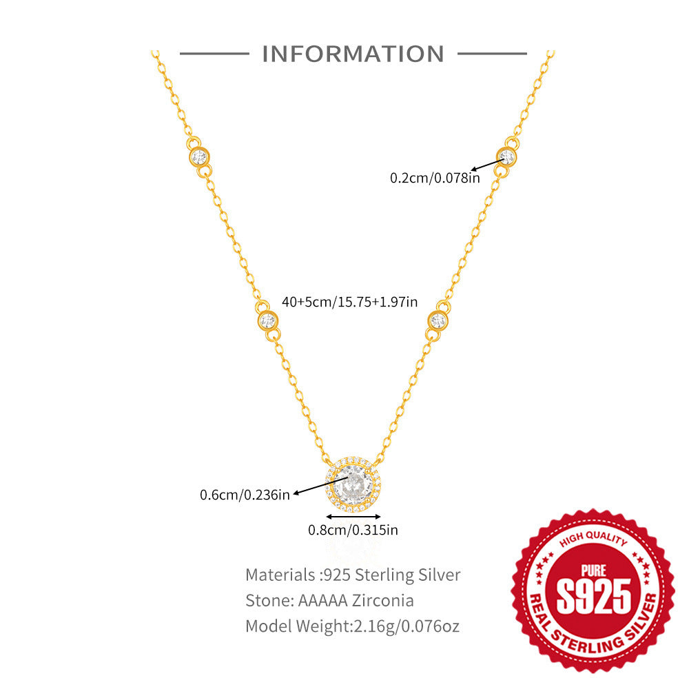 S925 Sterling Silver Necklace with Zircon Star Accents