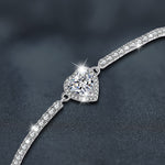 S925 Sterling Silver Moissanite Heart Bracelet