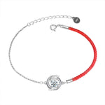 925 Sterling Silver Moissanite Red Rope Dragon Year Bracelet