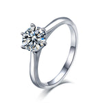 925 Sterling Silver Moissanite Six-Prong Ring
