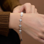 S925 Sterling Silver Moissanite Four-Leaf Clover Bracelet