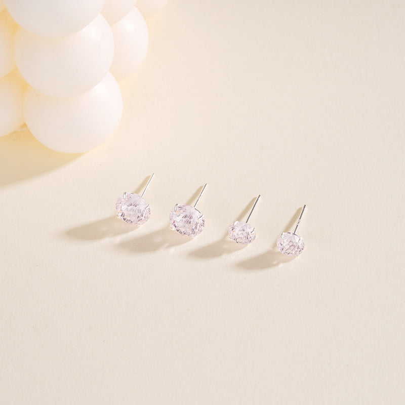 S925 Sterling Silver Bird's Nest Stud Earrings with Faceted Zirconia