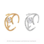 S925 Sterling Silver Ring with Zircon Inlay