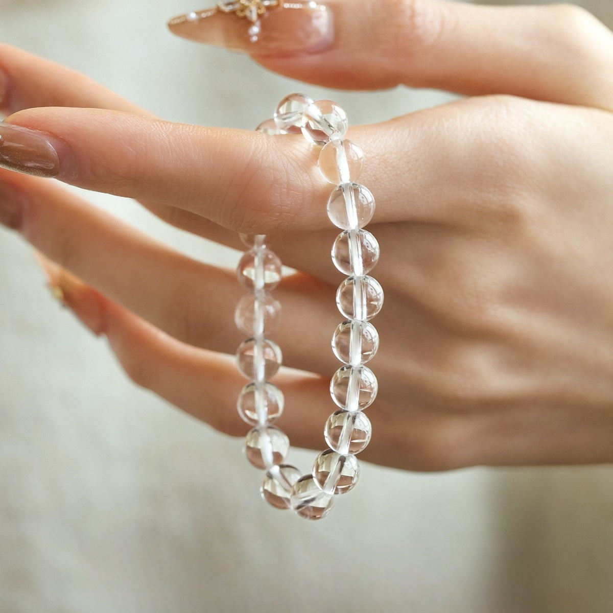 Natural Clear Quartz Lucky Bead Bracelet