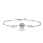 925 Sterling Silver Round Bag with Starry Sky Moissanite Bracelet
