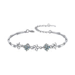 S925 Sterling Silver & Moissanite Five-Leaf Clover Bracelet