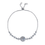 S925 Sterling Silver Moissanite "Star and Moon" Bracelet (Round Bezel Setting)
