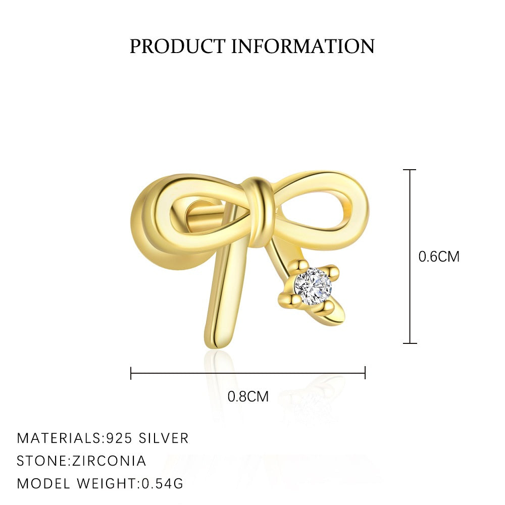 S925 Sterling Silver Zircon Round-Stud Earrings(Single unit)