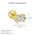 S925 Sterling Silver Flat-Back Zircon Stud Earrings(Single unit)