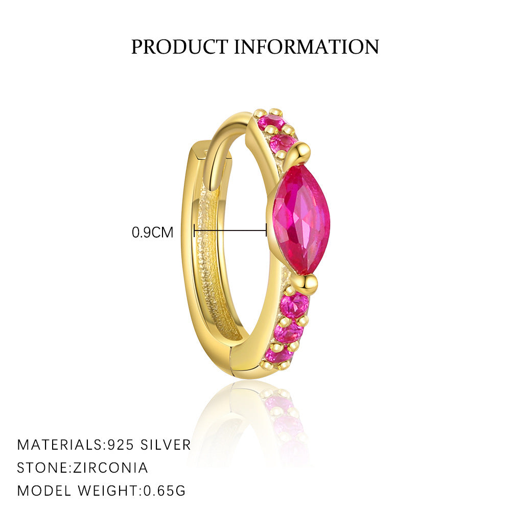 S925 Sterling Silver Colorful Zircon Huggie Earrings(Single unit)