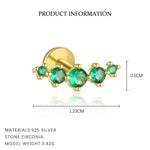 S925 Sterling Silver Stud Earrings with Green Zirconia(Single unit)