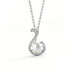 S925 Sterling Silver Musical Note Necklace with Moissanite and Natural Freshwater Pearl