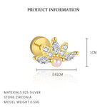 S925 Sterling Silver Geometric Square Zircon Stud Earrings