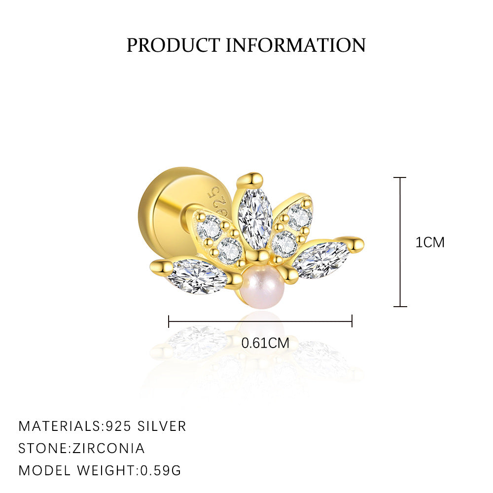 S925 Sterling Silver Geometric Square Zircon Stud Earrings