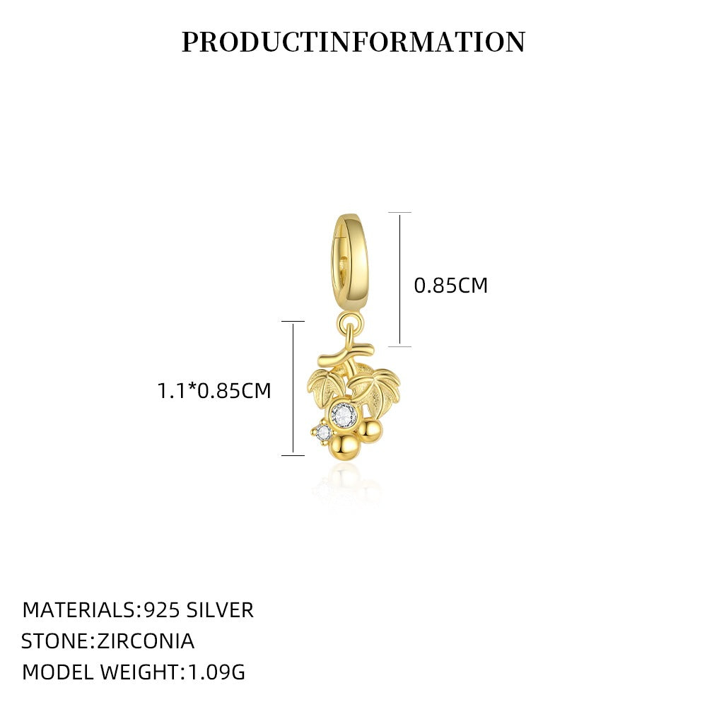 S925 Sterling Silver and Zircon Fruit Pendant