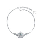 925 Sterling Silver Moissanite Four-Leaf Clover Bracelet