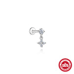 S925 Sterling Silver Square Star & Moon Moissanite Stud Earrings(Single unit)