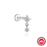 S925 Sterling Silver Bow Moissanite Flat-Back Threaded Cartilage Stud(Single unit)