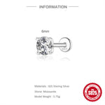 S925 Sterling Silver 4-Prong Flat-Back Moissanite Stud Earring(Single unit)