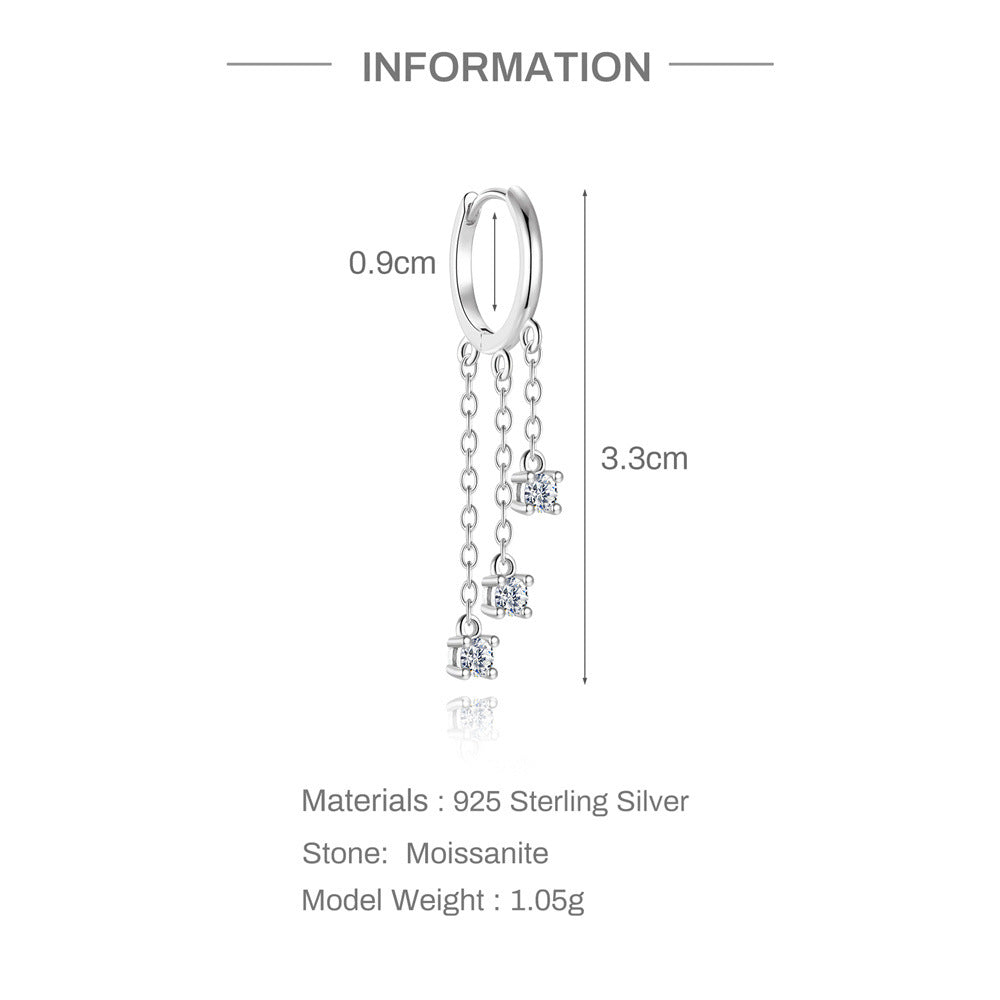 S925 Sterling Silver Moissanite Flat-Back Threaded Piercing Earring(Single unit)