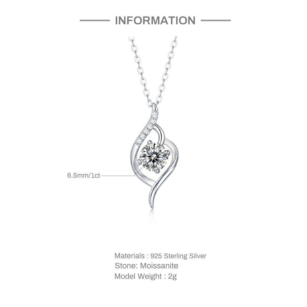 S925 Sterling Silver Necklace with Ultra-Sparkling Moissanite