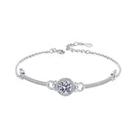 925 Sterling Silver Round Bezel-Set Moissanite Bracelet
