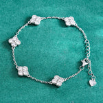 S925 Sterling Silver Moissanite Four-Leaf Clover Bracelet