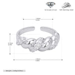 S925 Sterling Silver Ring with Zirconia Inlay, Croissant Braid Pattern