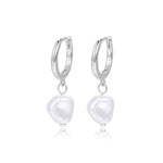 S925 Sterling Silver Pearl Hoop Earrings