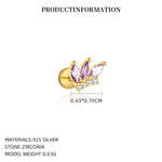 S925 Sterling Silver Purple Zircon Stud Earrings(Single unit)