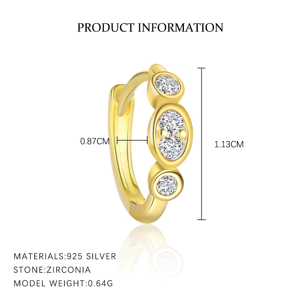 S925 Sterling Silver Earrings with High-Sparkle Zirconia(Single unit)
