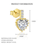 S925 Sterling Silver Heart-Shaped Stud Earrings with Zirconia