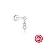 S925 Sterling Silver Spiral Cartilage Stud with Butterfly and Moissanite(Single unit)